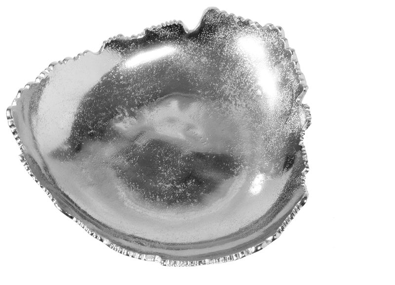 Red Co. 12â€ Decorative Antique Silver Allure Torn Hammered Metal Centerpiece Bowl with Sculpted Edges - Image 2